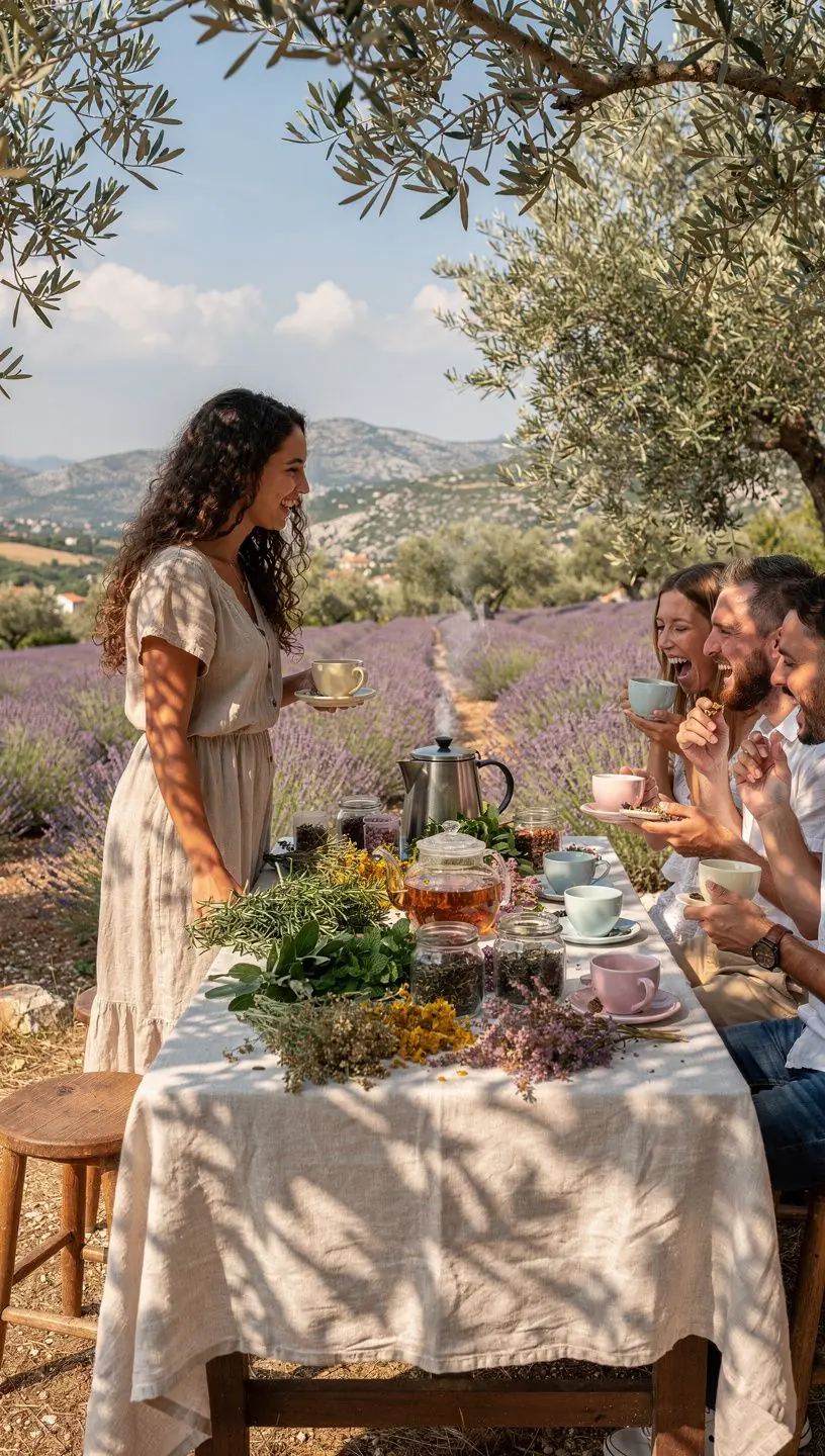 Zeleni čaj posut suhim cvjetovima lavande u tradicionalnoj šalici.